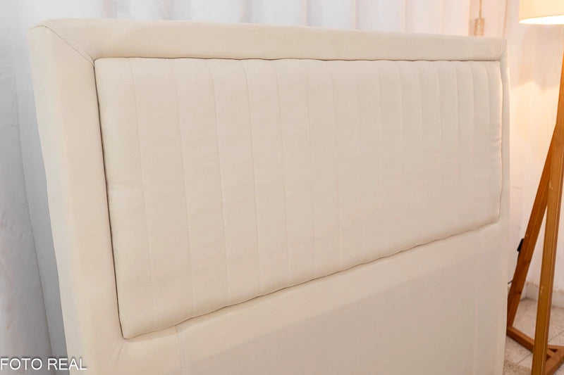 Cabeceira Queen Cintia Veludo Bege Larg. 1.60m