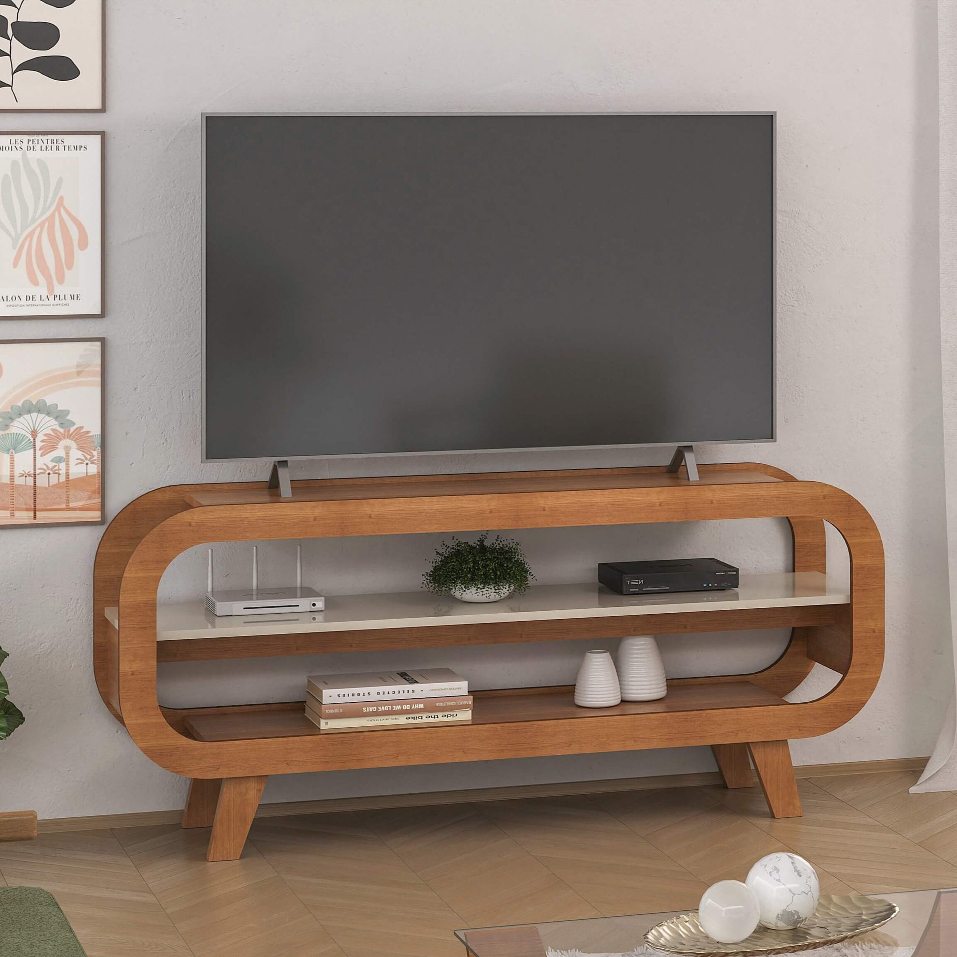 Rack Theo 133 Cinamomo.Off White Artely - Móveis furniture