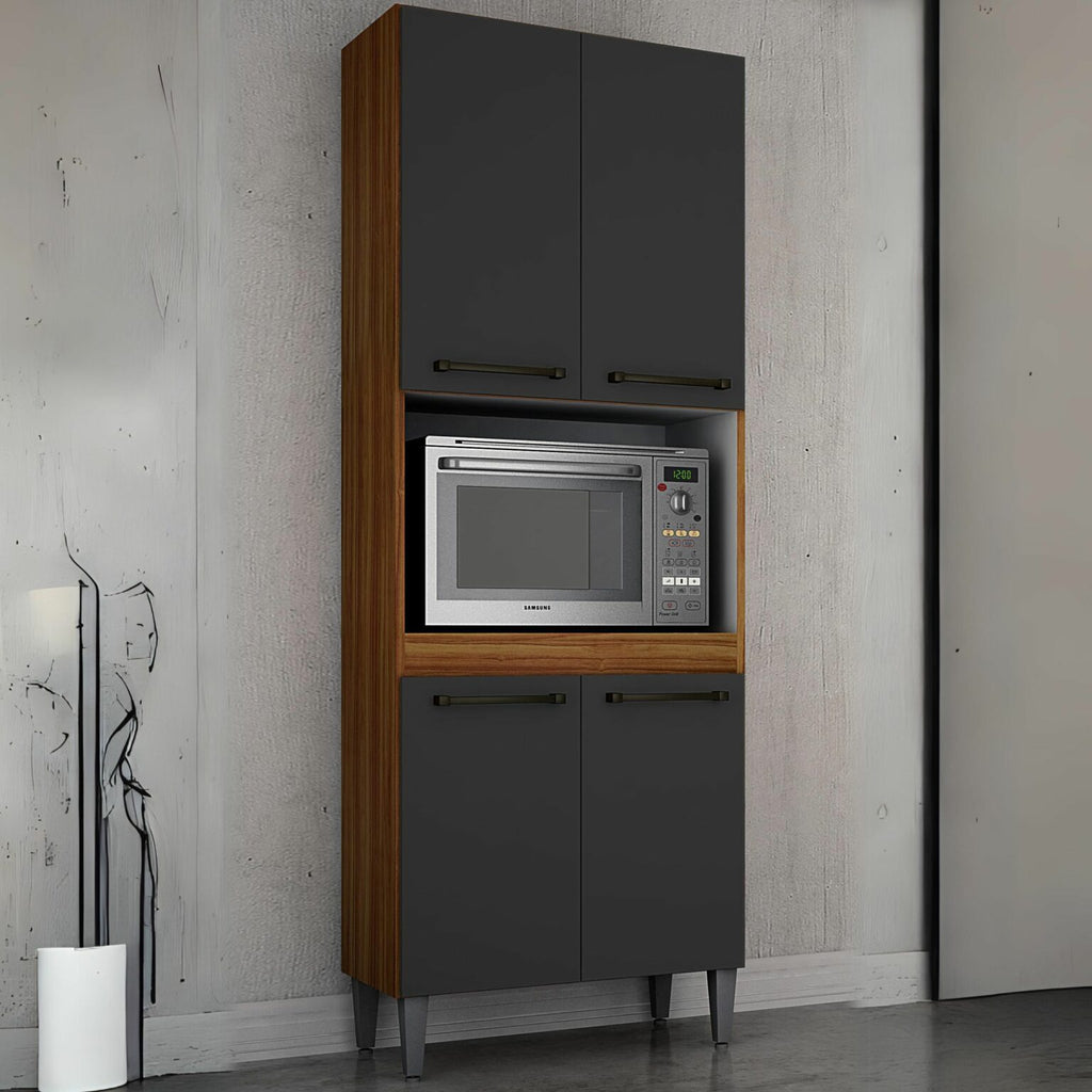 Paneleiro Alice Carvalho/Grafite – CHF - Móveis furniture