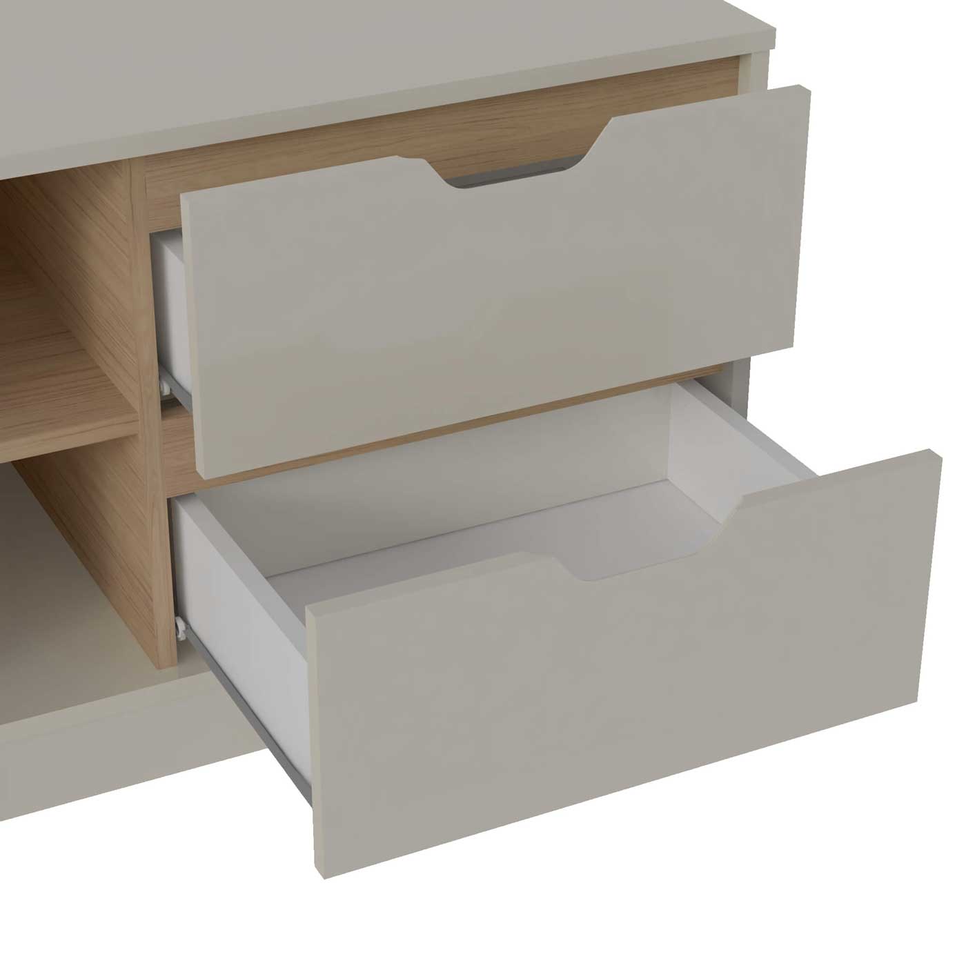 Rack Michigan 01 Porta 02 Gavetas 1.60m – Off White/Carvalho