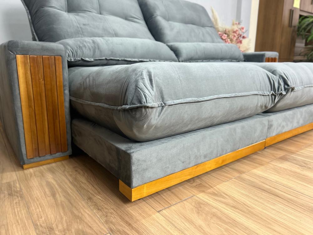 Sofá Retrátil e Reclinável Búzios 2.50m – Cinza Veludo