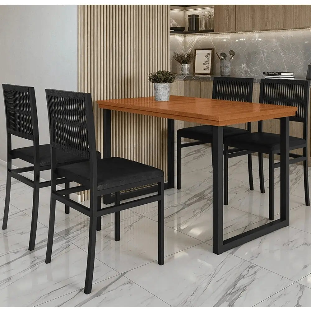 Mesa de Jantar Italia 120x80cm com 4 Cadeiras Barcelona Paonanda
