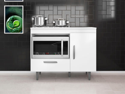 Balcão Alecrim para Cooktop 4 Bocas 1 Porta 1 Gaveta Polimam - Móveis furniture