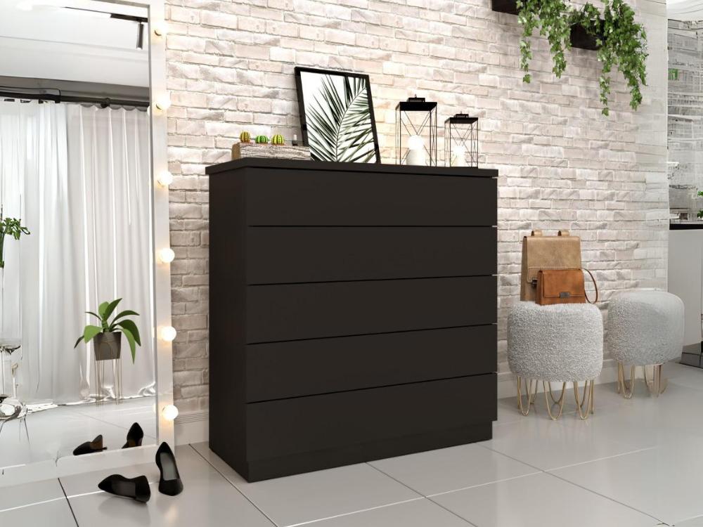 Cômoda Premium 5 Gavetas – Preto - Móveis furniture