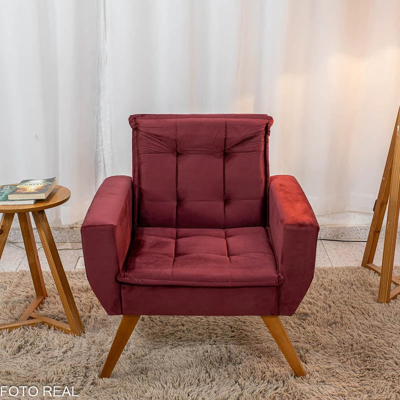 Poltrona Camila Veludo Bordô