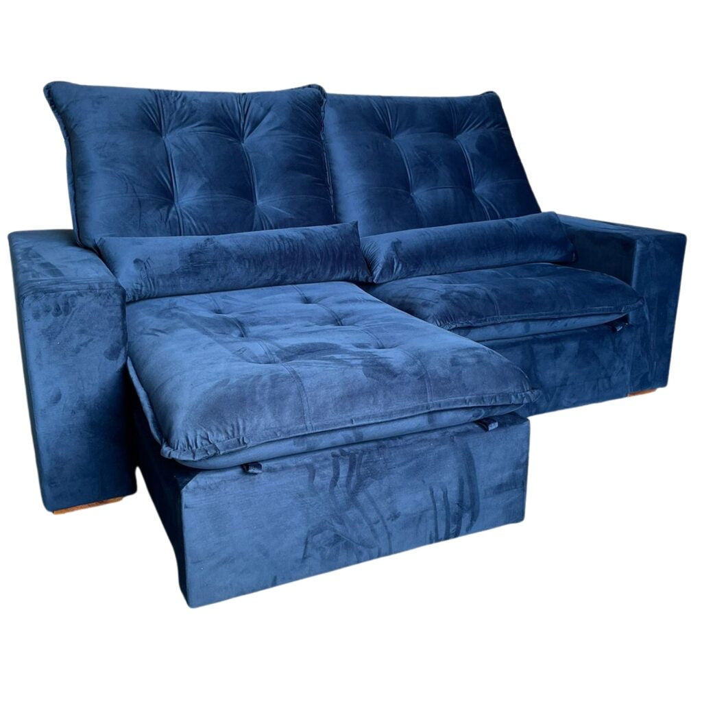 Sofá Retrátil e Reclinável Malu 210 Azul – D’VITRINE ESTOFADOS - Móveis furniture