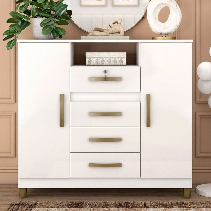 Cômoda 4 Gavetas 2 Sapateiras Angra CO260 Branco – FELLICCI