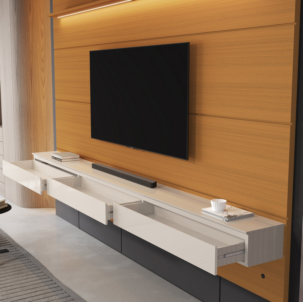 Home Suspenso até 75″ Norton 2.2 Cedro/Off White – EDN MÓVEIS