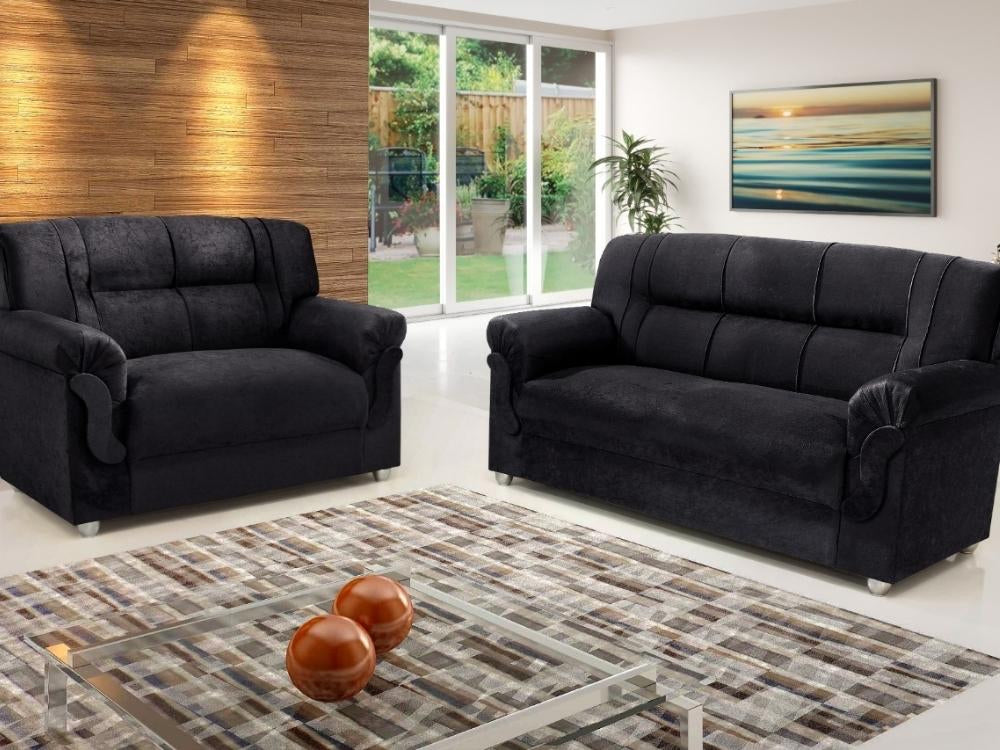 Conjunto de sofá 2 x 3 lugares REF 5014 – Preto - Móveis furniture