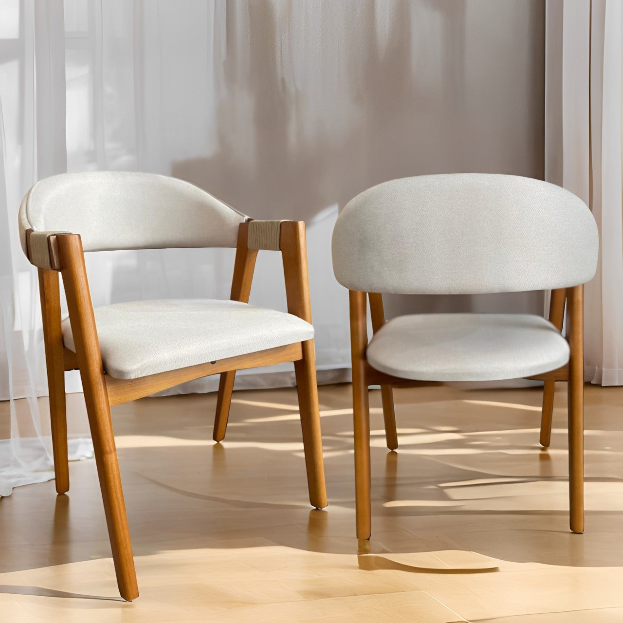 Kit 2 Cadeiras Ravi Castanho/Linho Bege – GARDIM MÓVEIS