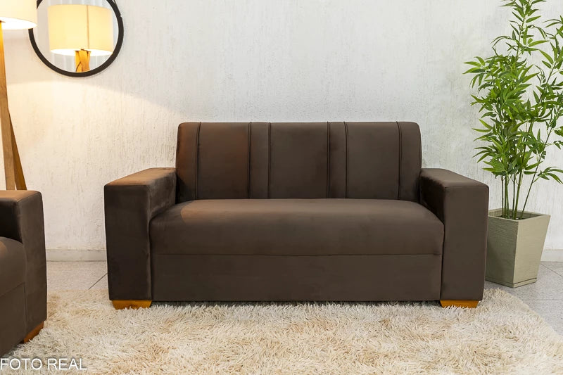 Sofá 3 e 2 lugares Maceió Veludo Marrom - Móveis furniture