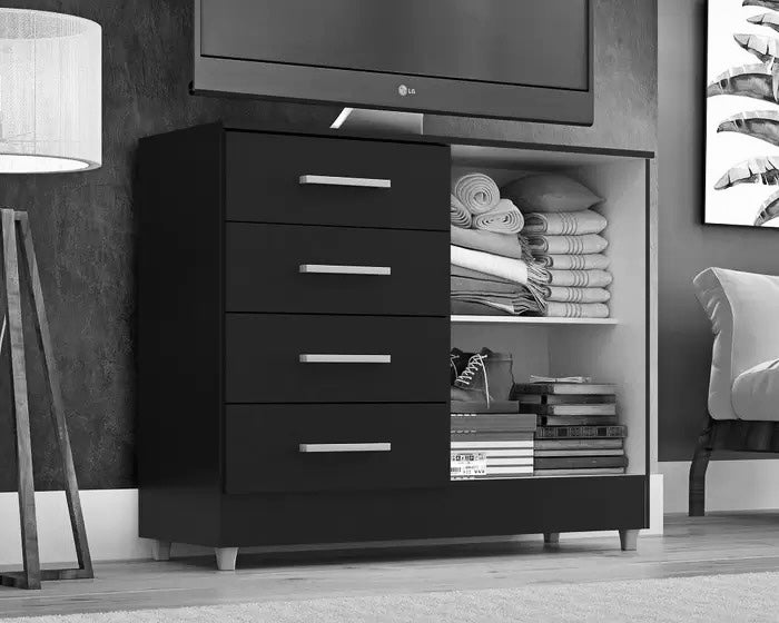 Comoda Gisele 4G2P Castanho.Onix - Móveis furniture