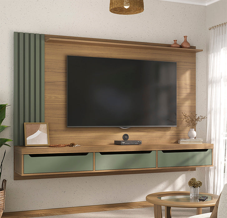Painel até 75″ Presence Carvalho/Menta – ARTELY - Móveis furniture