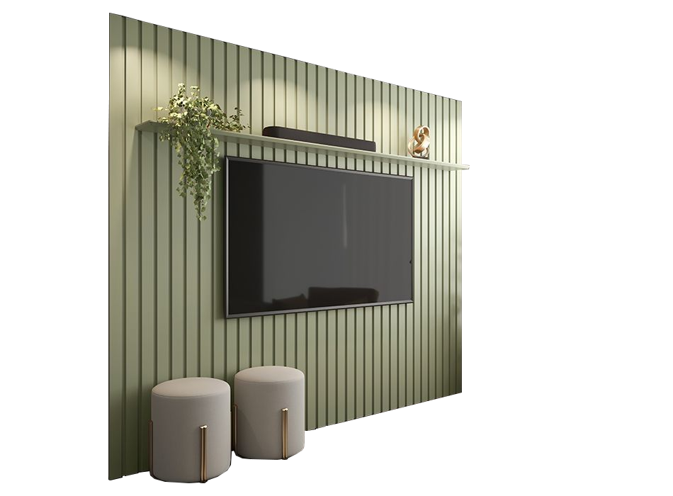 Painel Ripado até 75″ Supremo 1.8 Alecrim – PATRIMAR - Móveis furniture
