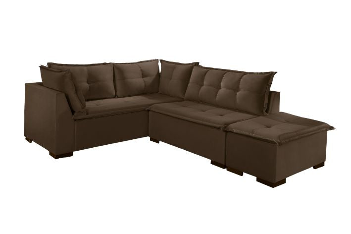 SOFA CANTO IMOLA VELUDO MARROM – INNOVE