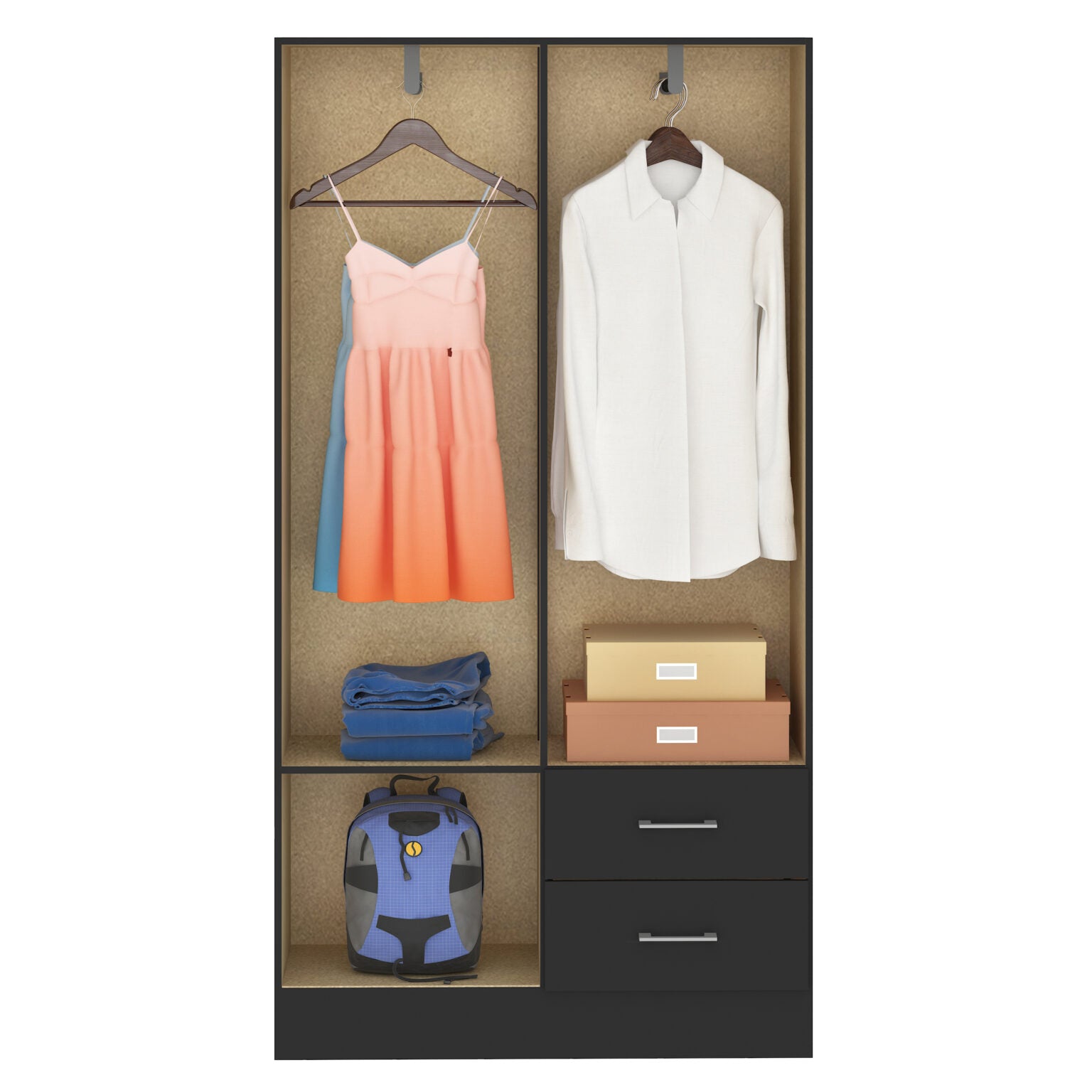 Guarda-Roupa 4 Portas Panamá 4002 + Cômoda 5 Gavetas Aruba Preto – FELLICCI - Móveis furniture