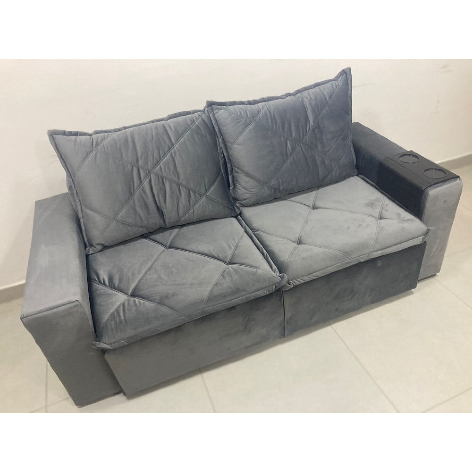 Sofá retrátil Dubai cinza 1.84 - Móveis furniture