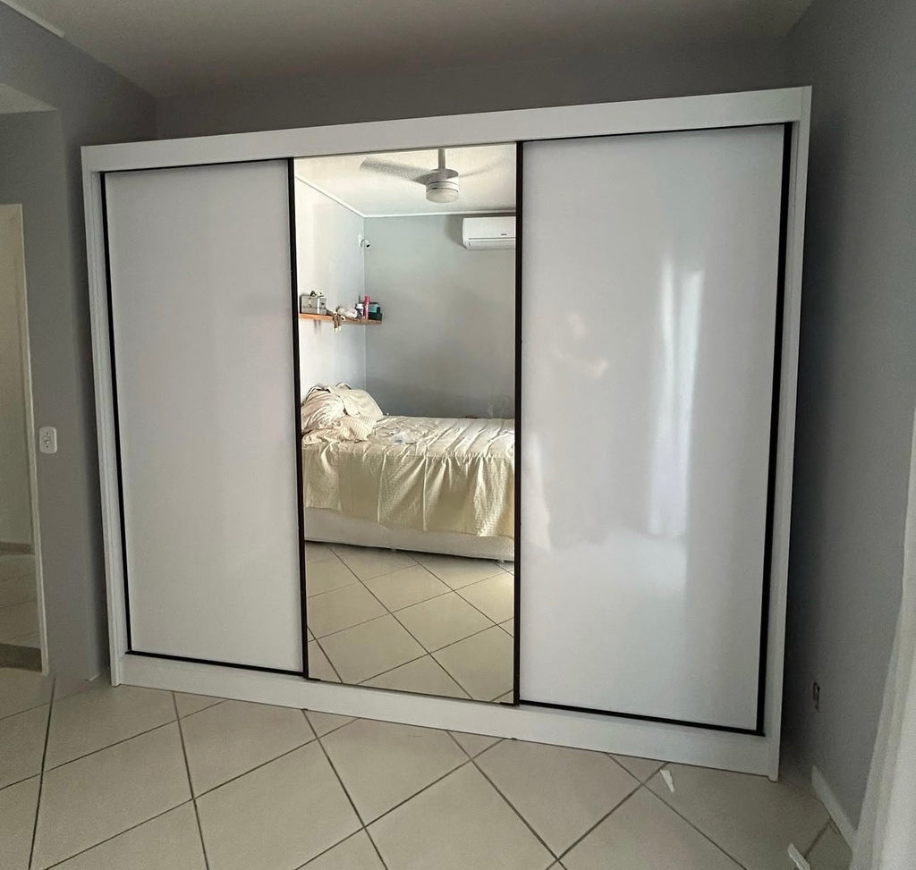 Guarda-Roupa Sollo Plus(1 porta espelhada) 2,73m – NOVO HORIZONTE  BRANCO