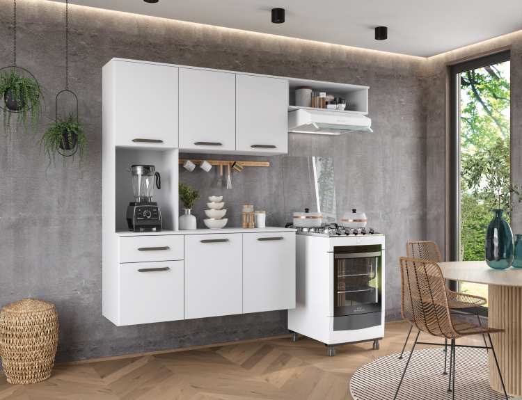 Cozinha Suspensa Gisele Pop Plus 5P2G2N Branco Moveis Parana