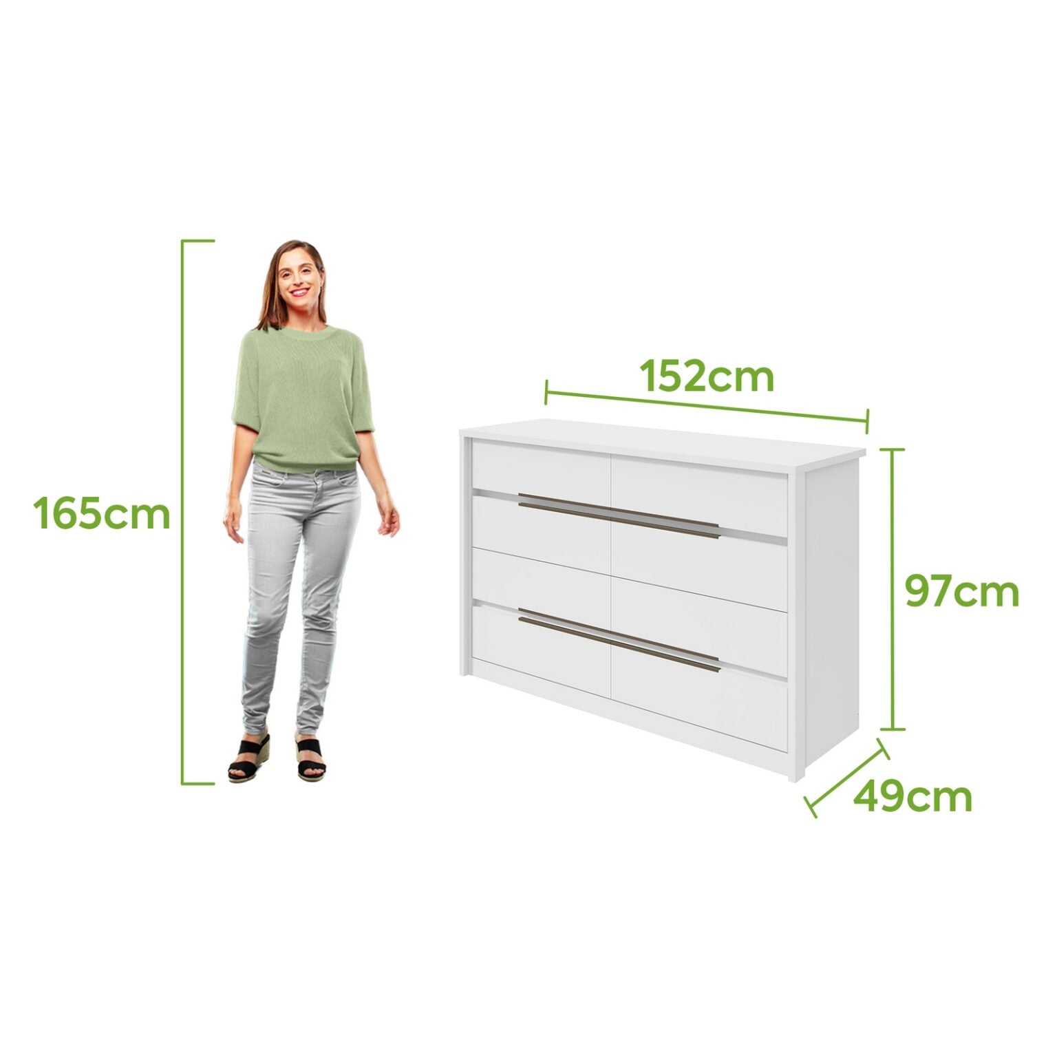 Cômoda 8 Gavetas Urban Branco – LOPAS