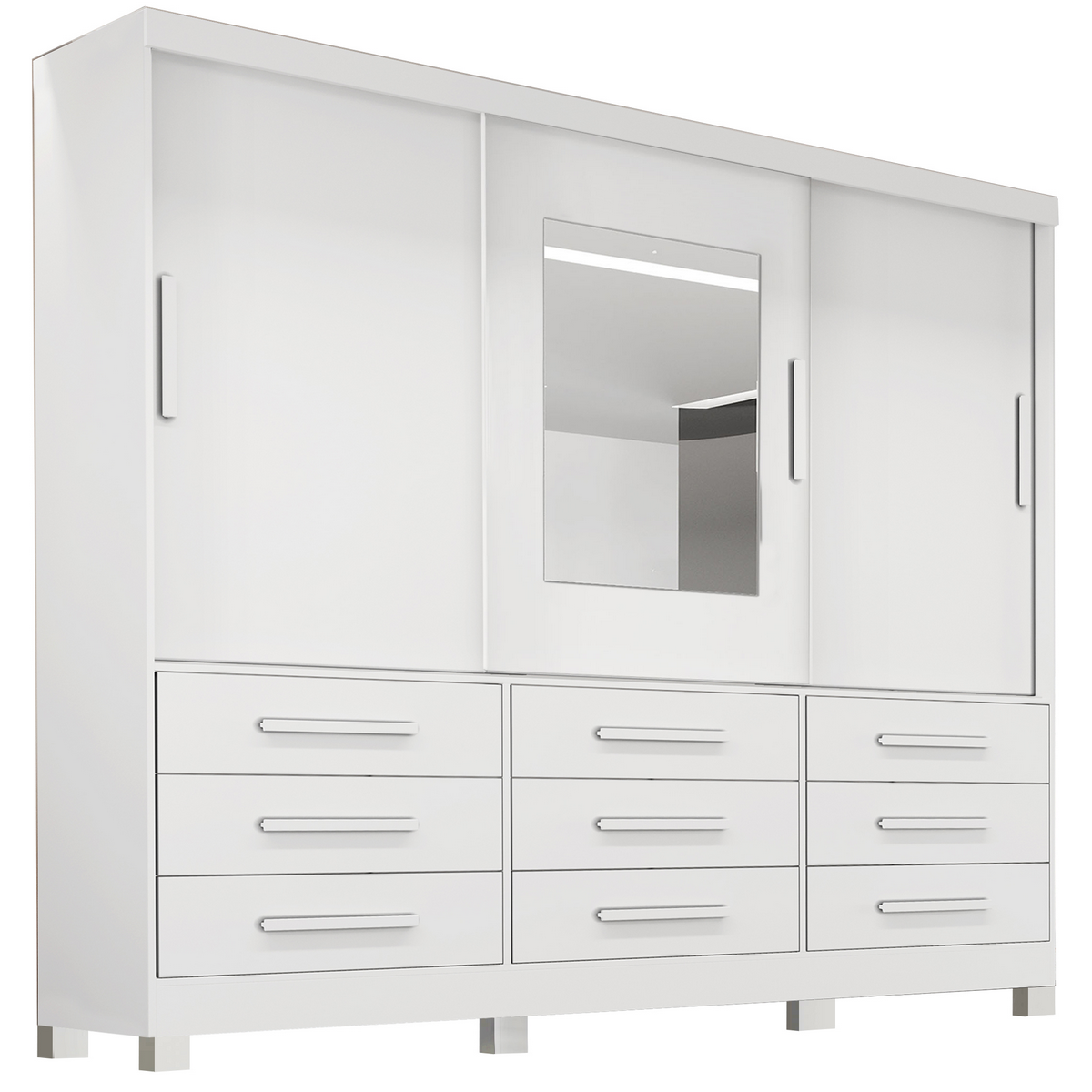 Guarda-Roupa 3 Portas(Com Pés)Athenas 1,80 m Branco – BIANCHI