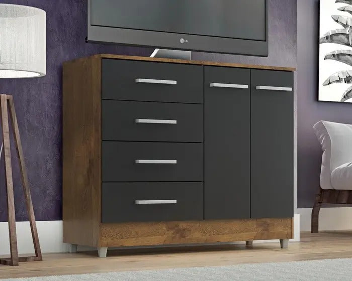 Comoda Gisele 4G2P Castanho.Onix - Móveis furniture