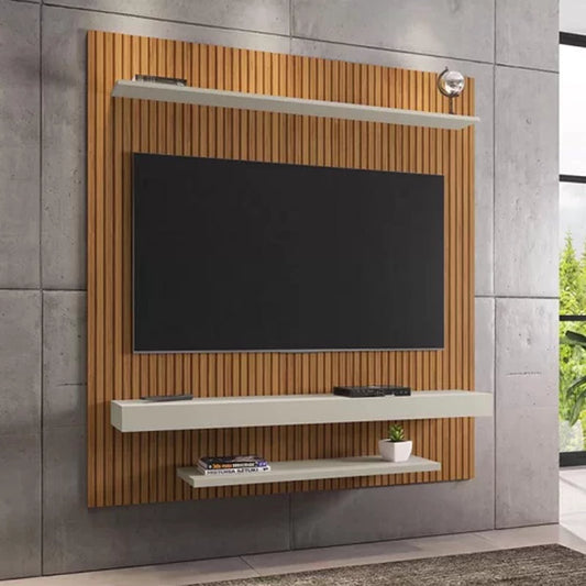 Painel Leme Larg. 1.50m Impressão Ripada 3D Ripado/Off White - Móveis furniture