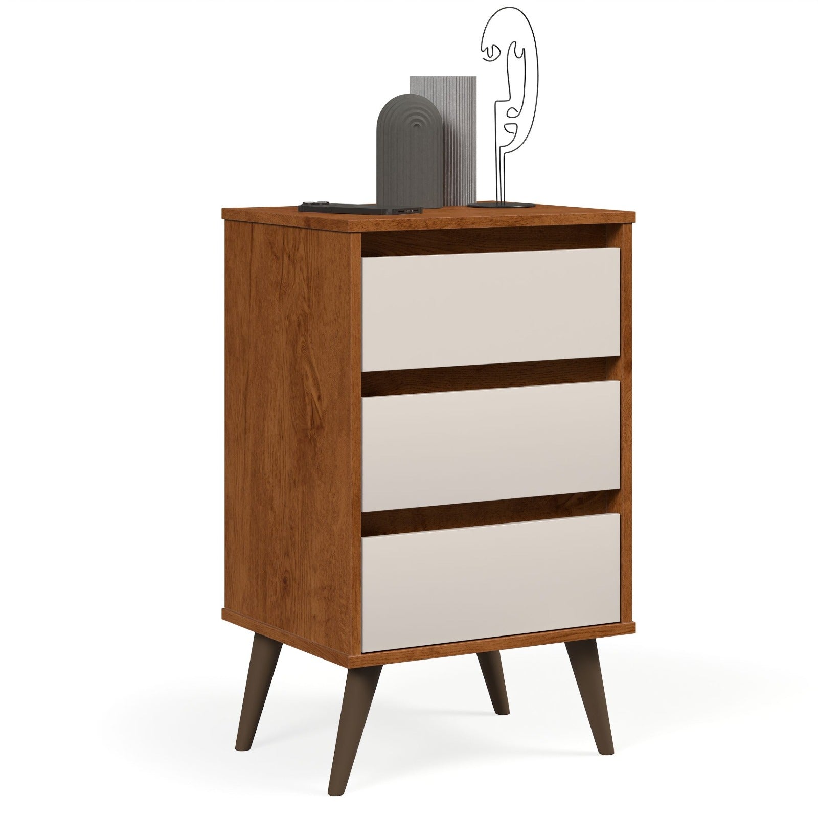 Mesa de Cabeceira Retro Wood Freijo.Off White EJ Moveis