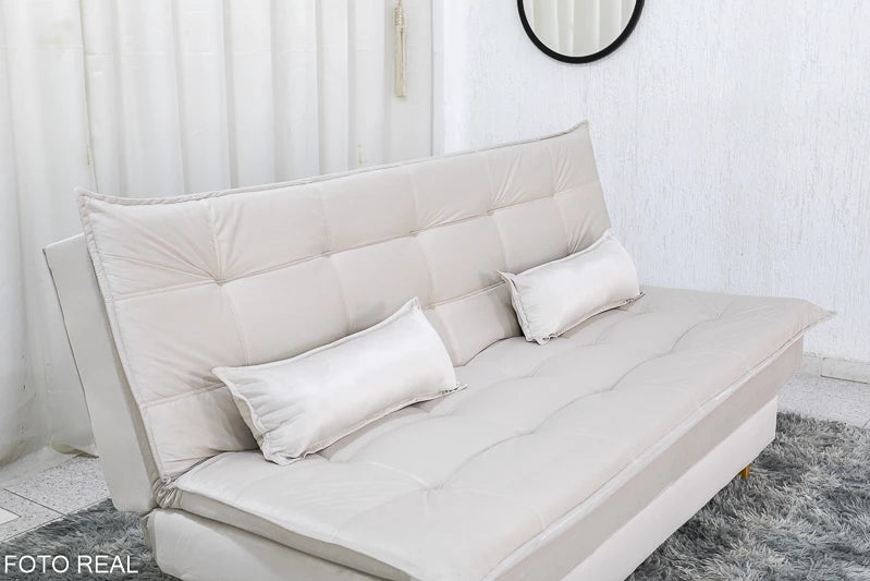 Sofá Cama Premium Veludo Bege 2269 Larg. 1.80m
