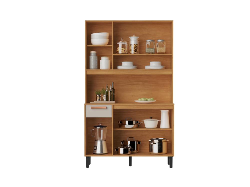 Armário Kit de Cozinha Nápoles 1,20m – Cinamomo/Off White - Móveis furniture