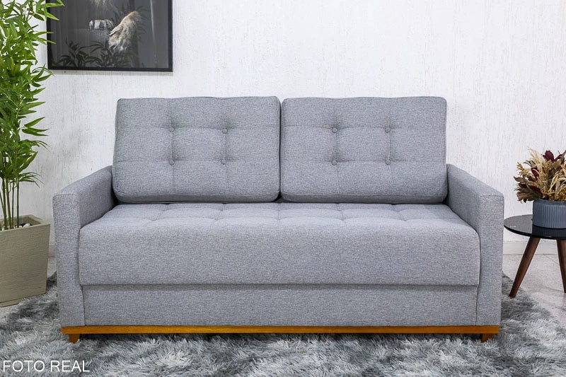 Sofá 3 lugares Living Áustria 1.70m Linho Cinza - Móveis furniture