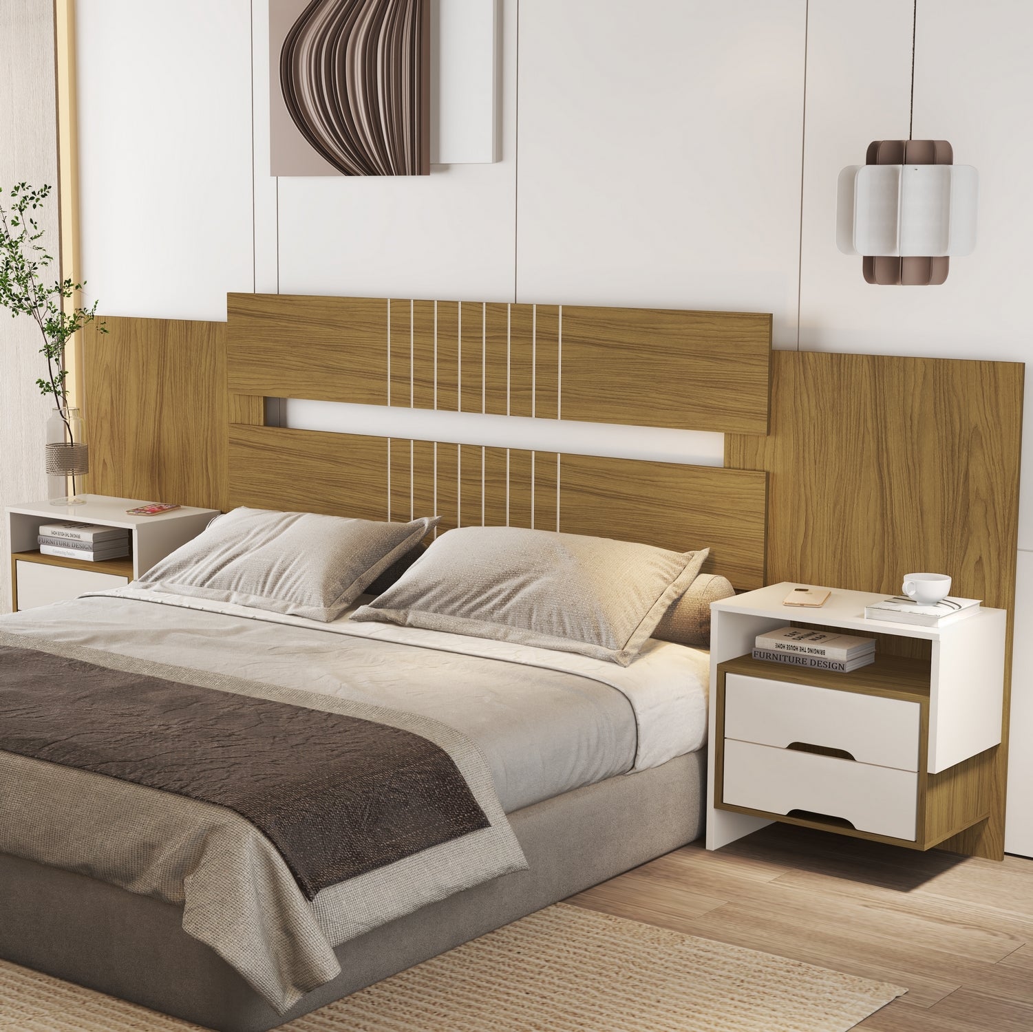 Cabeceira Casal/Queen Luiza Nature/Off White – MADEC/VJ MÓVEIS