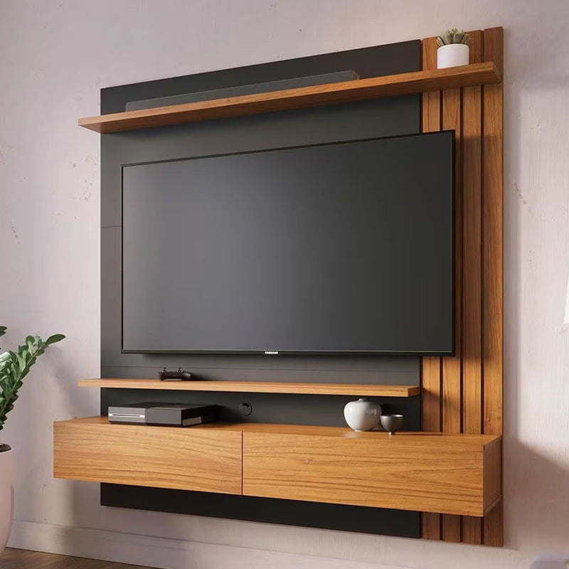 Home Suspenso Juriti Larg. 1.50m para TV até 65 Polegadas Noce Milano/Preto Colibri - Móveis furniture