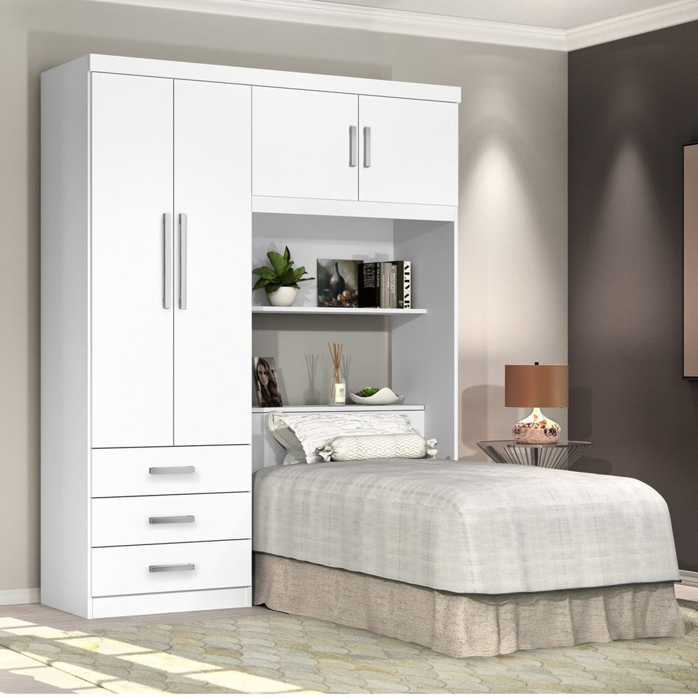 Roupeiro Cabeceira Solteiro Cancun 90 4P3G Branco.Lilas Flex J A Moveis - Móveis furniture