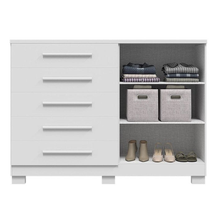 Cômoda 5 Gavetas com Sapateira Dupla Bella Branco – ACP MÓVEIS