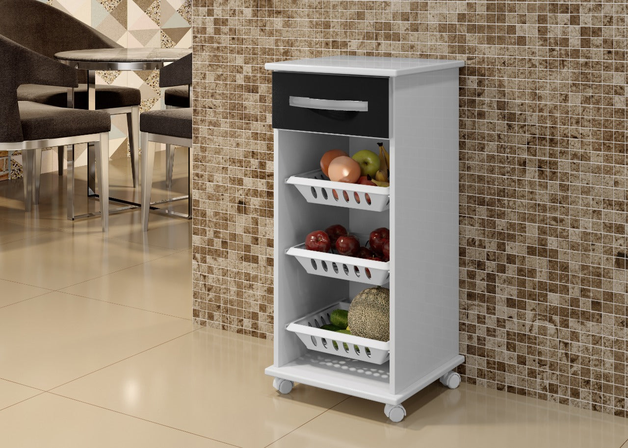 Fruteira Curitiba Master 1G3C Branco.Preto - Móveis furniture