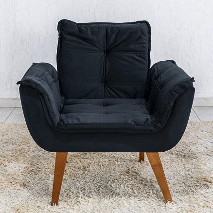 Poltrona Pérola Base Fixa Sued Preto - Móveis furniture
