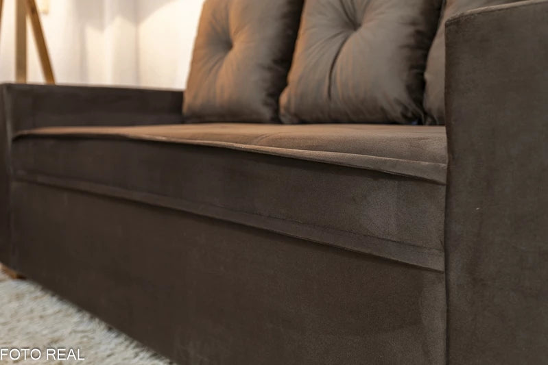 Sofá 3 e 2 lugares Aracaju Veludo Marrom - Móveis furniture