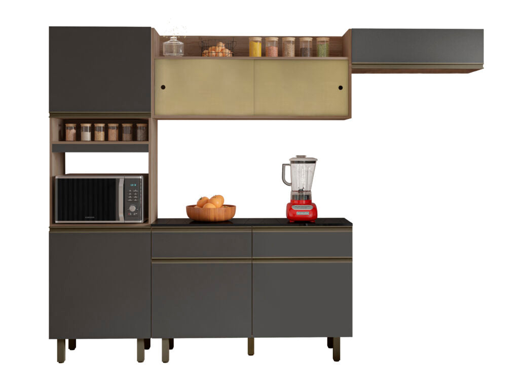 Cozinha Porto Carvalho/Grafite – POLIMAN - Móveis furniture