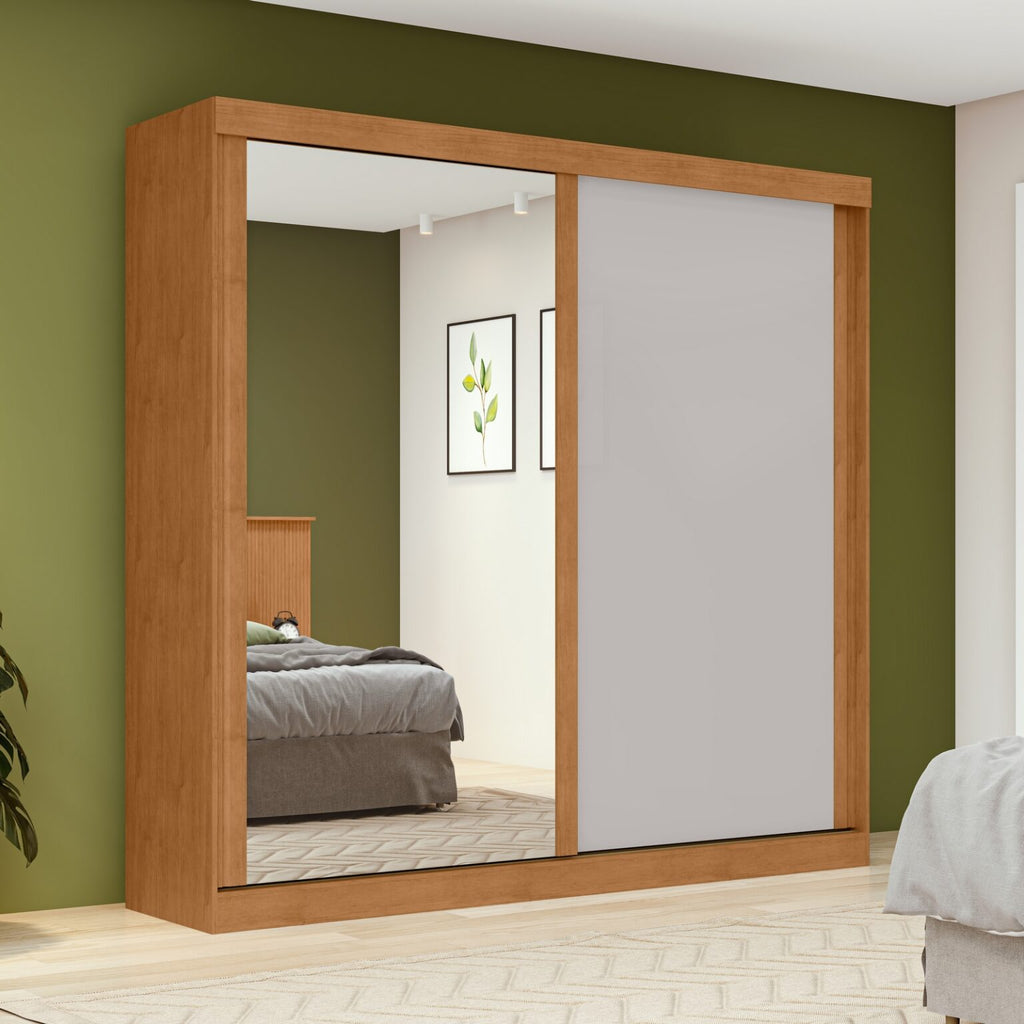 Guarda-Roupa 2 Portas Zeine 1,80 m Amêndoa Clean/Off White/Amêndoa Clean – LOPAS
