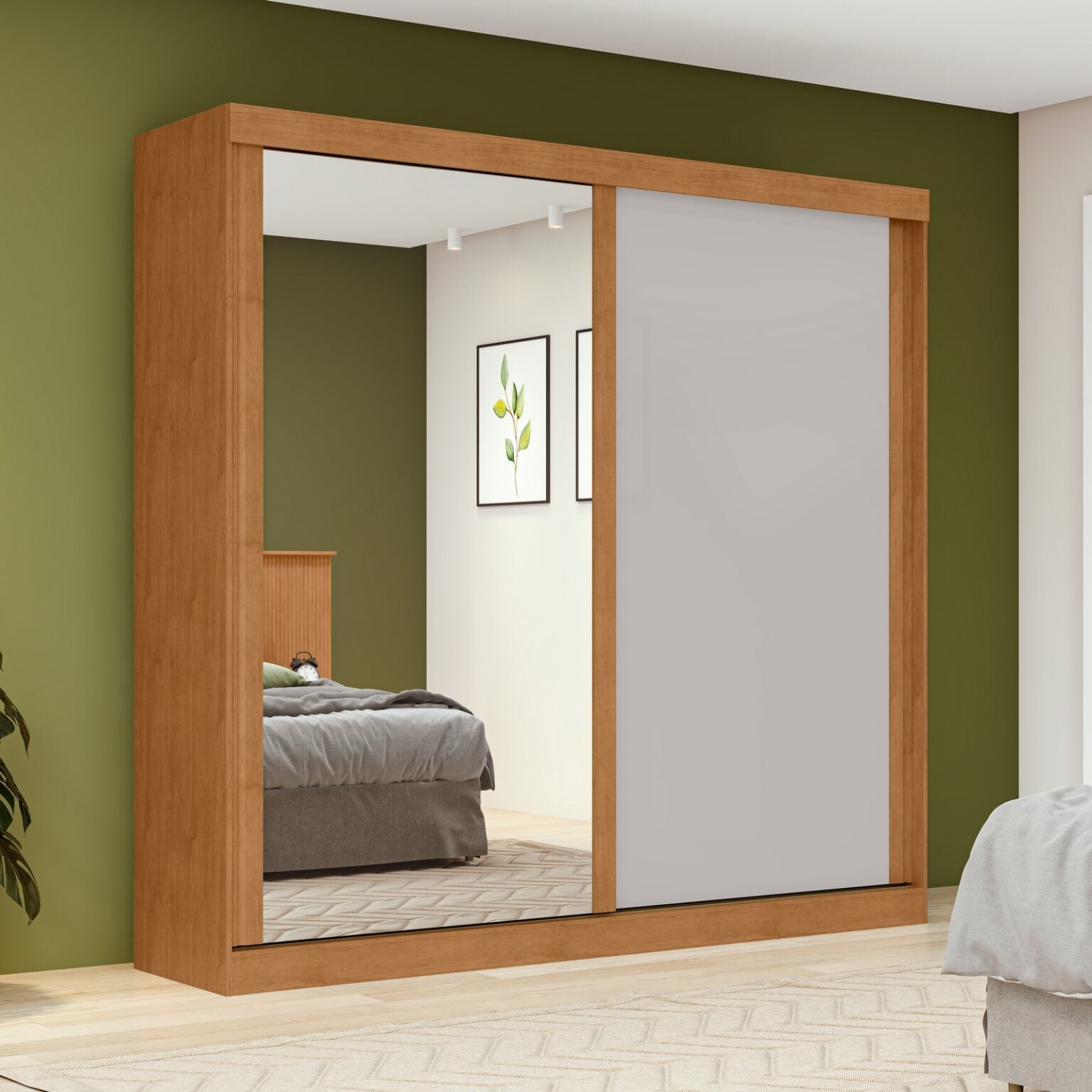 Guarda-Roupa 2 Portas Zeine 1,80 m Amêndoa Clean/Off White/Amêndoa Clean – LOPAS