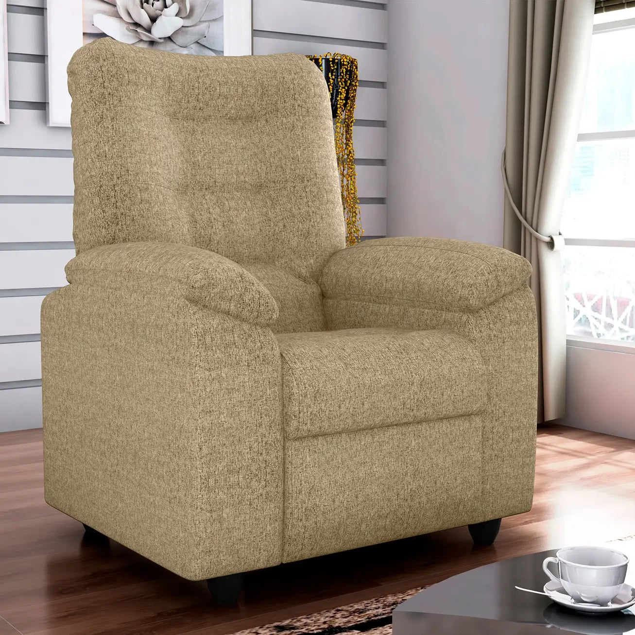 Poltrona Onix Reclinável Tecido Linho Matrix BEJE