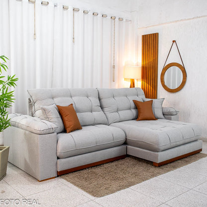 Sofá Retrátil Reclinável Verona 2.90m Linho Cinza Gelo 31 D28 Soft - Molas Ensacadas