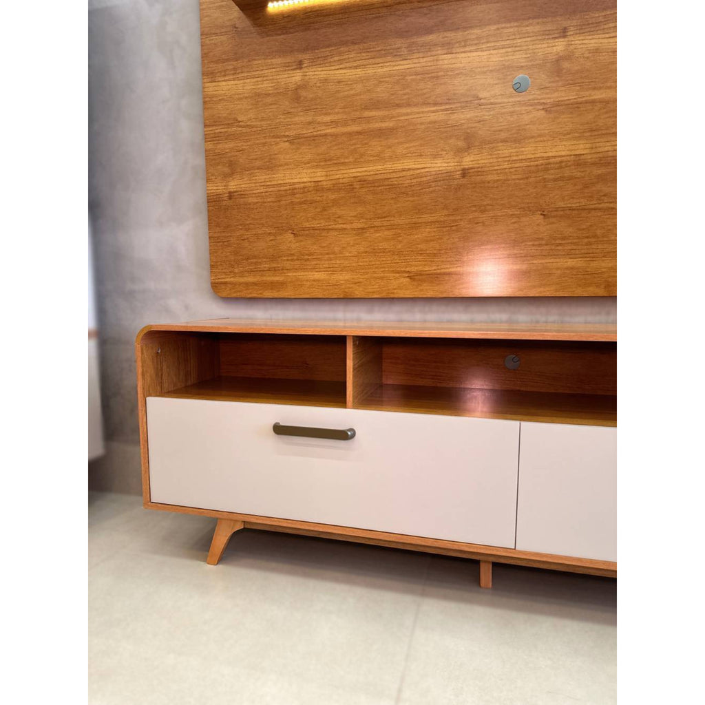 Painel até 70″ Cristal Cinamono + Rack Cristal Cinamono/Off White – JCM MOVELARIA