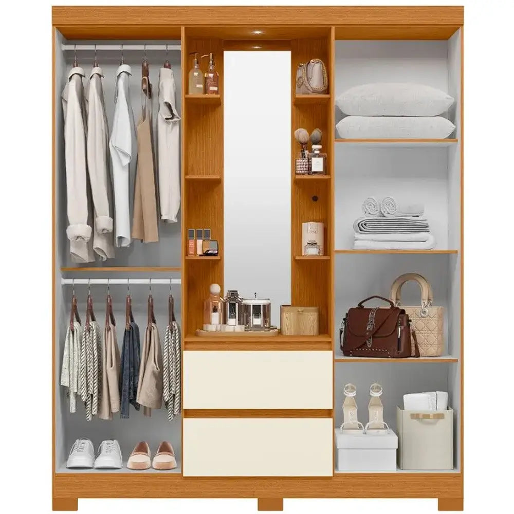 Guarda Roupa Capelinha Olimpia Solteiro Com Espelho 4 Portas 2 Gavetas Albatroz