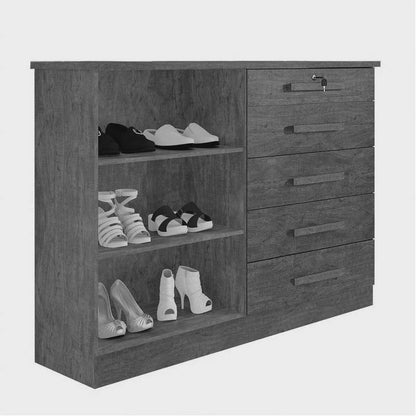 Cômoda New Athos Branco 5 Gavetas e Sapateira Larg. 1.36m - D Doro
