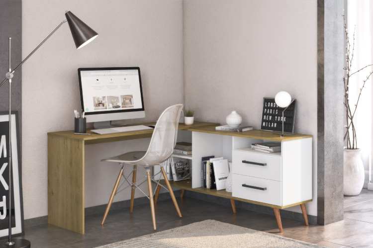 Mesa de Escritorio 4120 2G3N Dakar/Branco I9casa Moveis