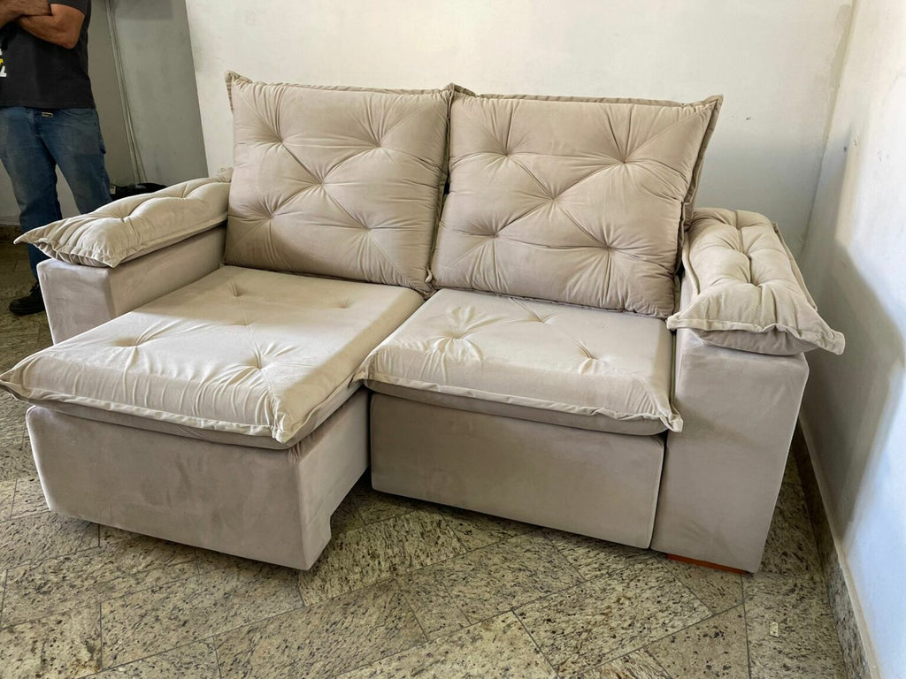 Sofá Retrátil e Reclinável Madri 2,00 m Bege – - Móveis furniture