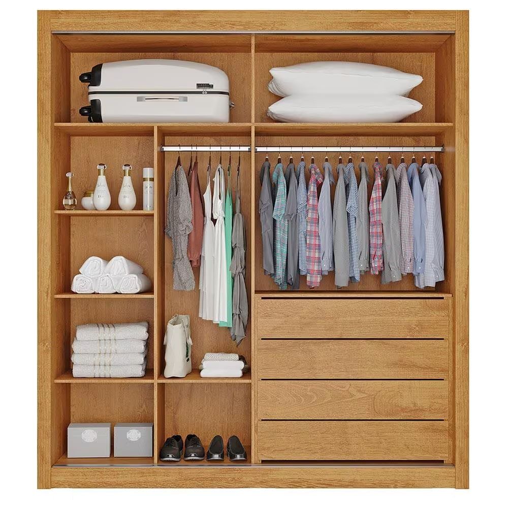 Roupeiro Lugano 2P sendo 1P Ripado e 1P com Espelho Off White - Móveis furniture