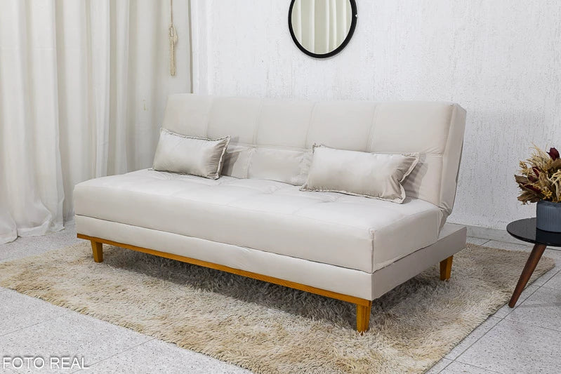 Sofá Cama Madrid larg. 1.80m Molas Bonnel Veludo Bege - Móveis furniture